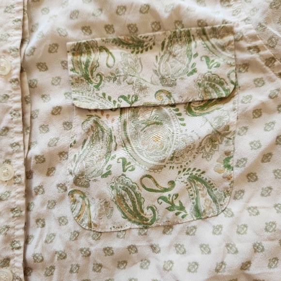 Orvis silk Paisley print mixed pattern button down Womens size Small - Picture 2 of 9